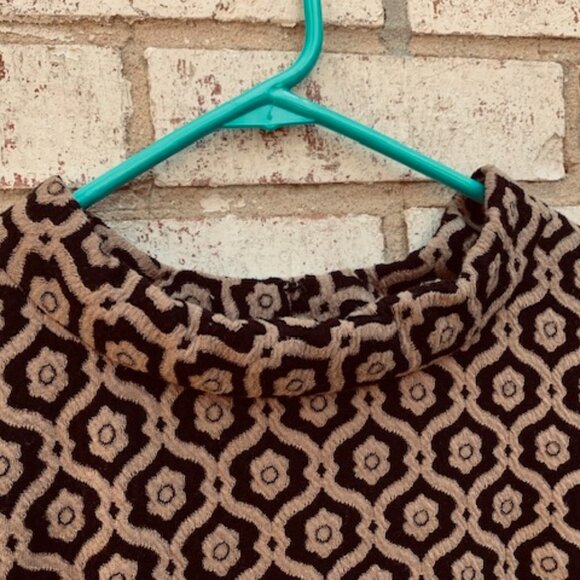 Nine West Jacquard Geometric Dress Sheath Black Tan Mandarin Size 10 - Picture 3 of 12